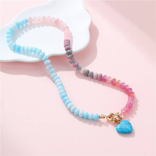 Natural Stone Semi-precious Glass Mixed Necklace | Turq