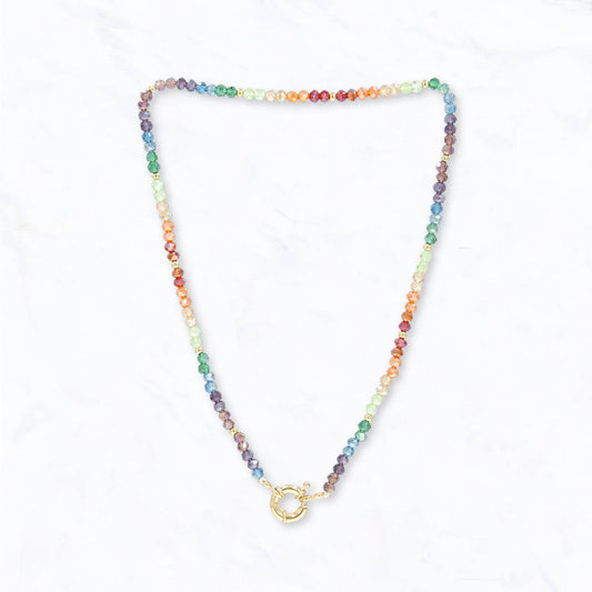 Colorful Rainbow Crystal Beaded Necklace