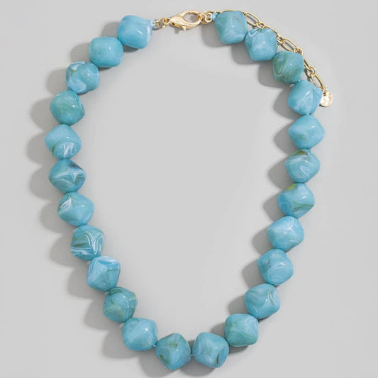 Irregular Marble Resin Beaded Necklace: TE