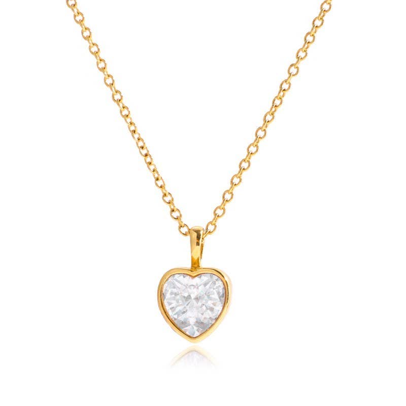 18k Stainless Steel Tarnish Free Square Necklace | Heart