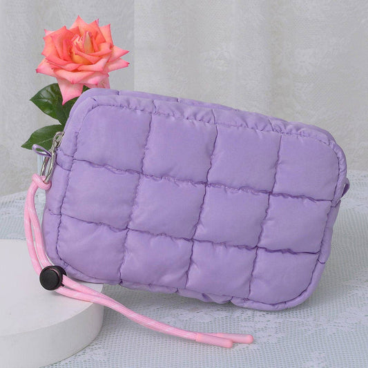 Nylon Quilted Puffer Clutch/Pouch: Lavender