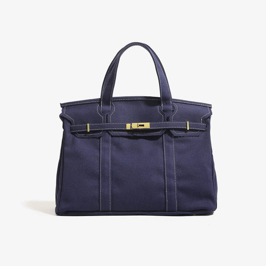 Handmade Premium Cotton Canvas Boat Bag Solid: Navy