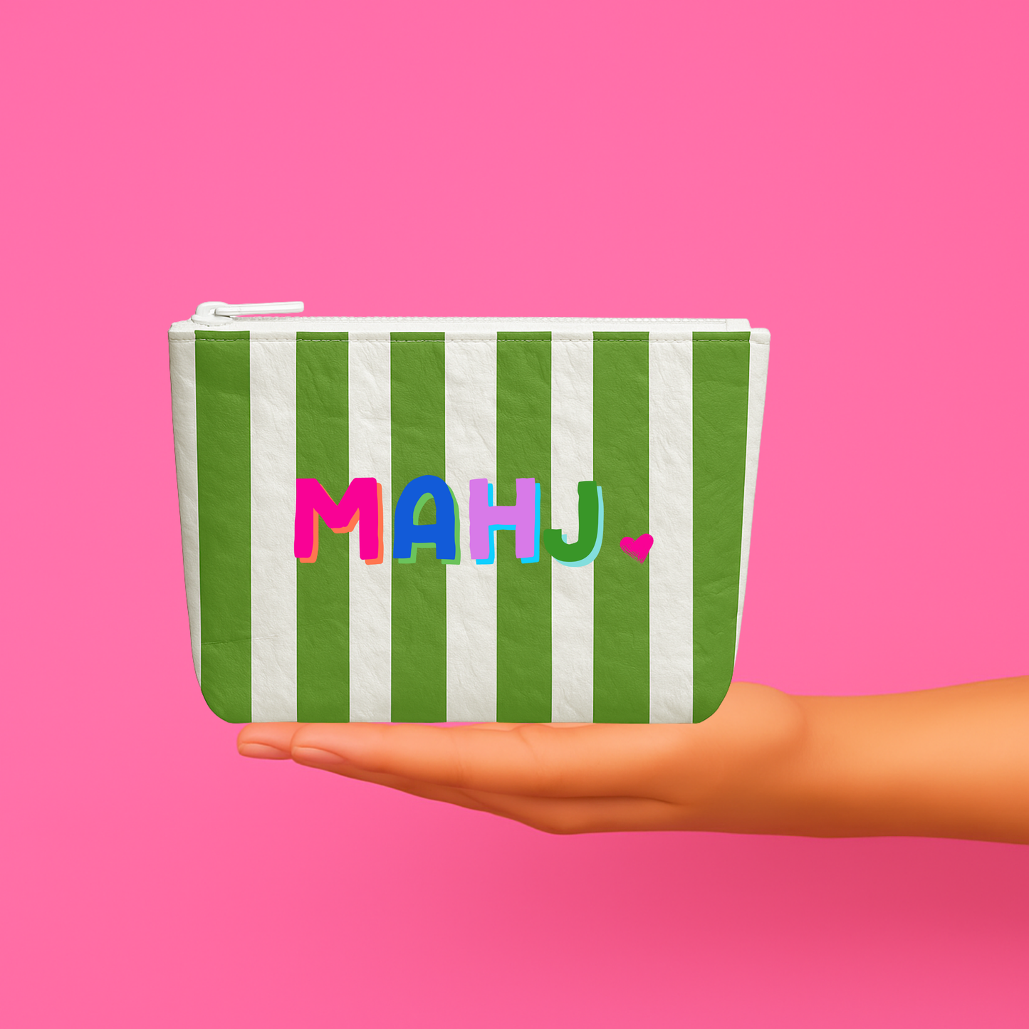 Mahjong Pouch | MAHJ Club Stripe Flat Zip Mahjong Gift