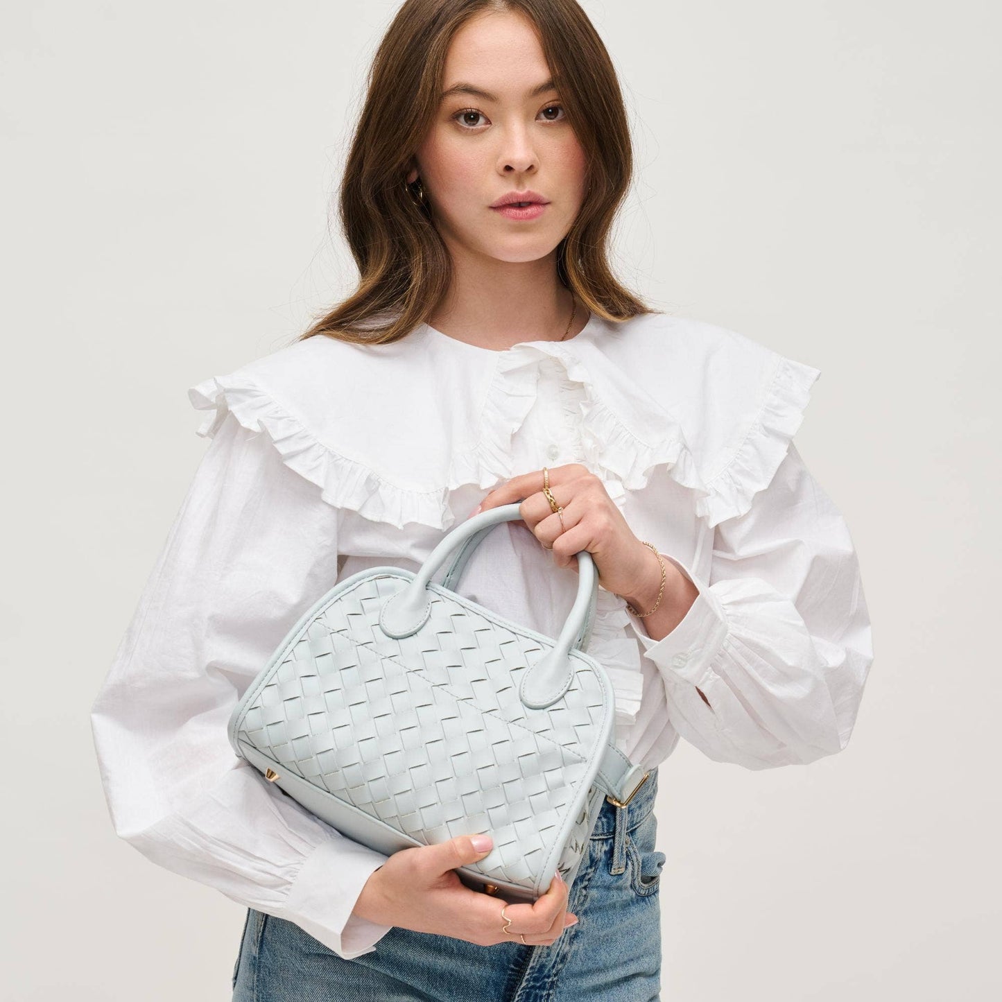 Kristie Woven Crossbody: Ice Blue