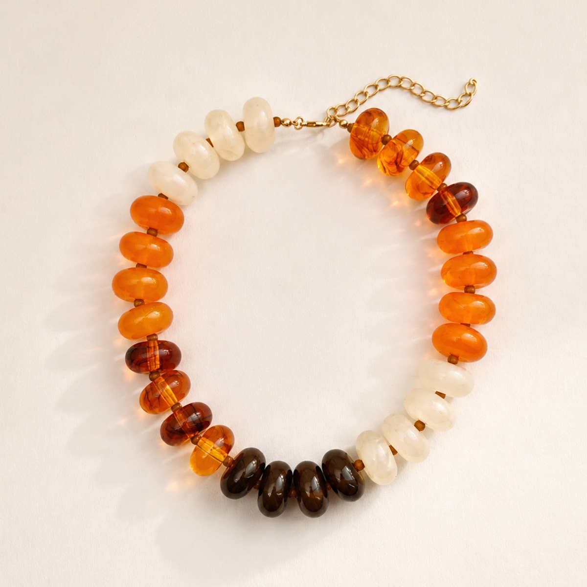 Women Color Block Disc Bead Necklace Statement Jewelry: Color_8 / M