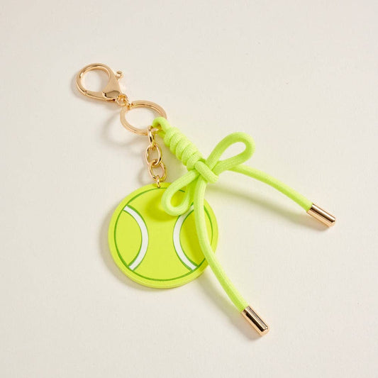 7 Inch Leather Tennis Ball Patch Cord Keychain Bag Charm: Yellow / ONE
