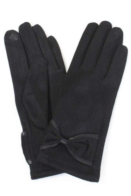 Ribbon Trim Winter Gloves: Black