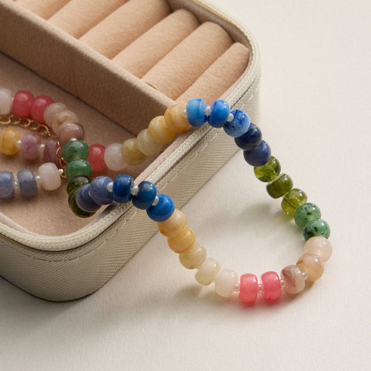 Gradient Color Round Disc Beaded Necklace: Multi-Colored / One /
