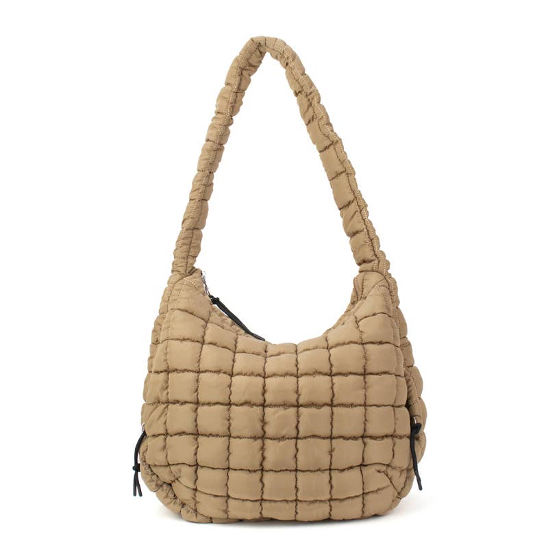 The Ashton | Puffer Hobo Tote | Khaki