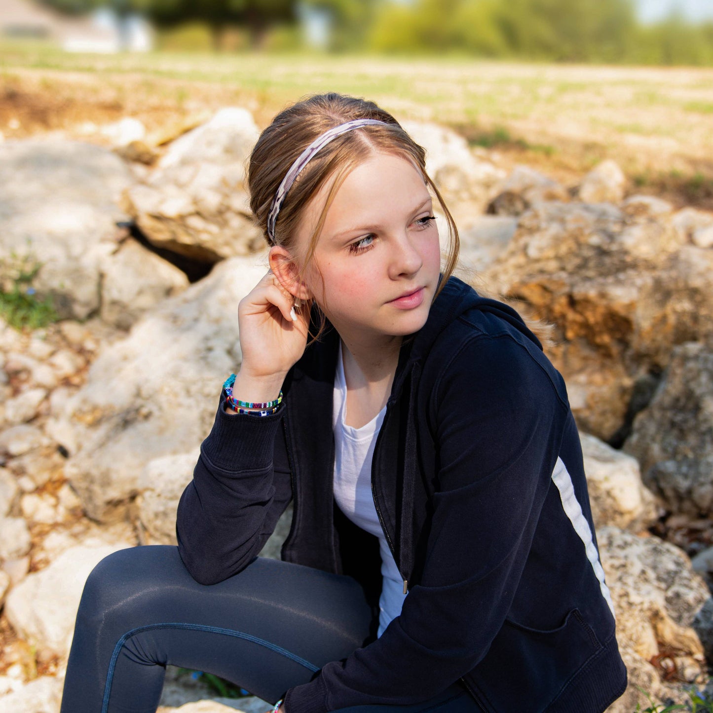 No Slip Elastic Thin Sports Headbands for Girls  Space Tie Dye