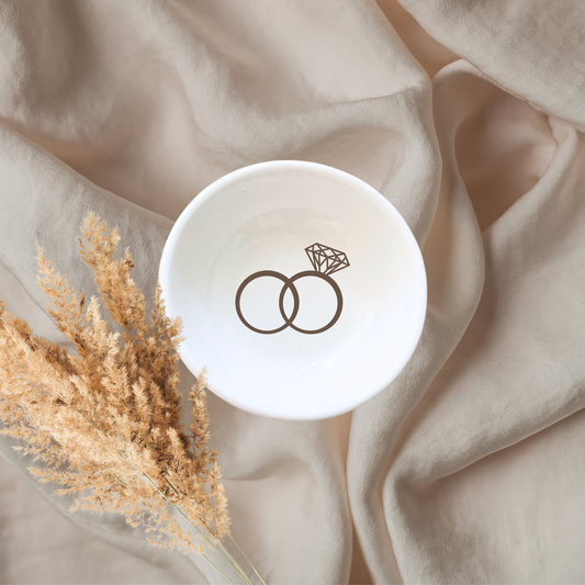 Wedding Rings Bridal Bride Beige Boho Jewelry Trinket Dish