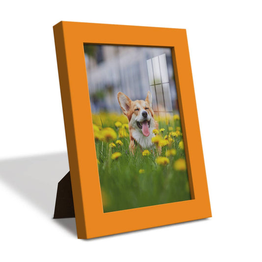 Photo Frame. Real Wood Modern Frame, Orange: 5 x 7