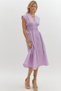 Claire Zip Front Sleeveless Midi Dress In Lavender