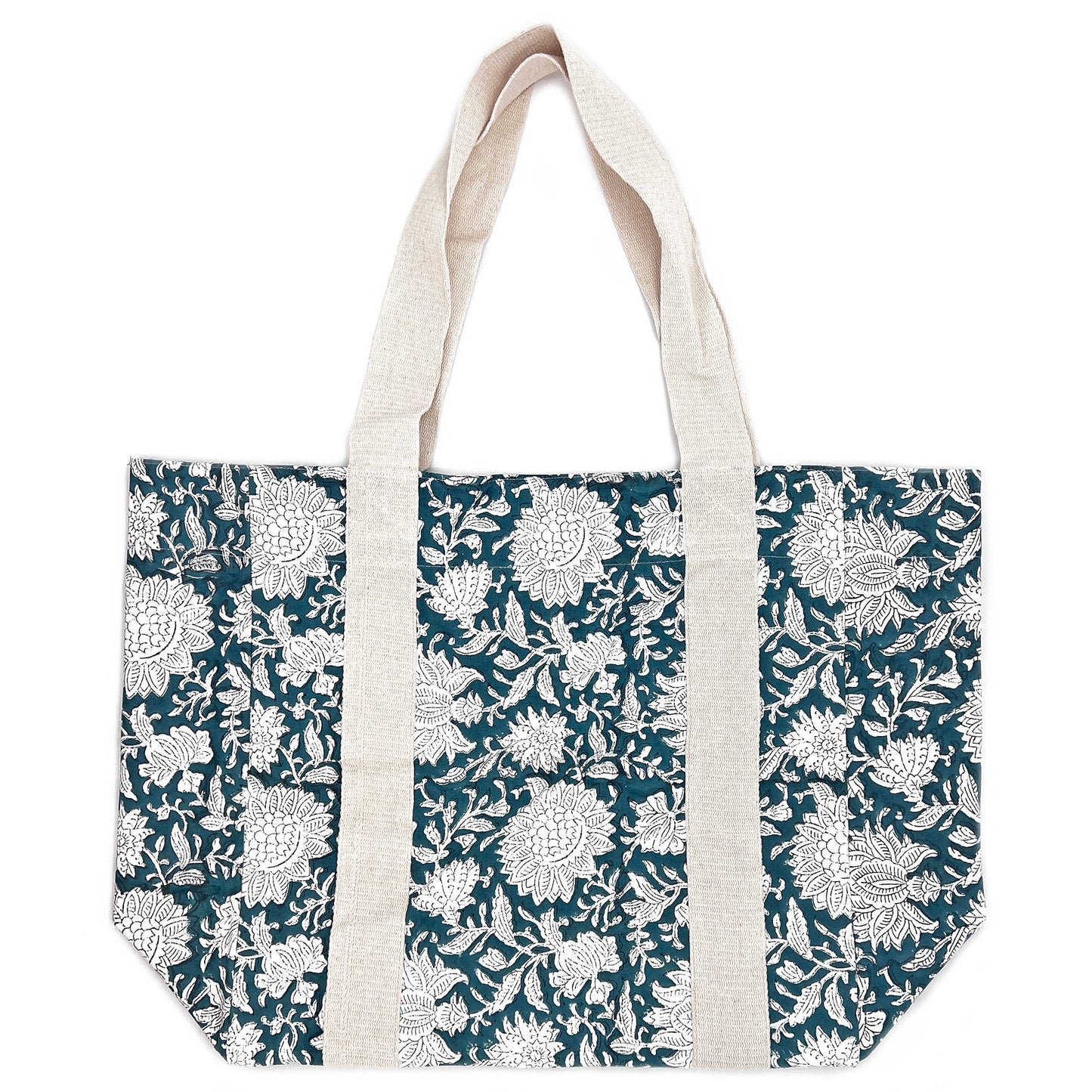 Block Printed Canvas Bag - Verdant Bloom