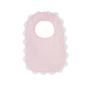 Pink Gingham Scallop Bib