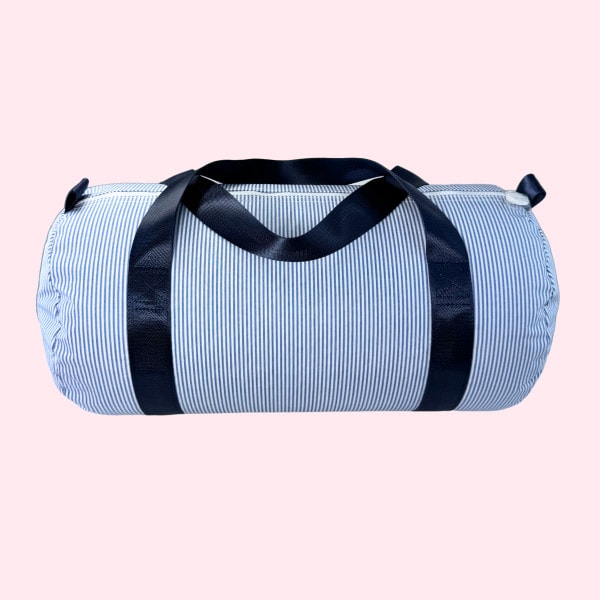 Navy Preppy Stripe Medium Duffel-Wipeable