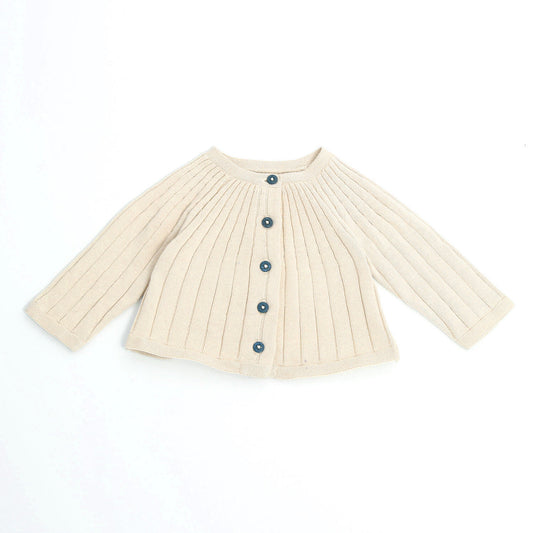 Milan Ribbed Girl Cardigan Cream - Organic Cotton