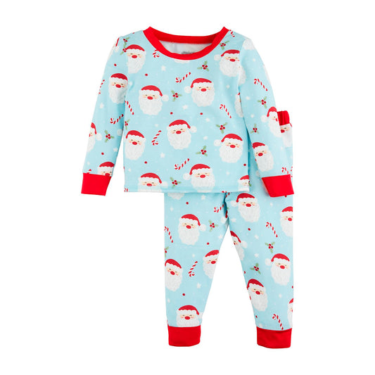 Blue Santa Glow Pajama Set