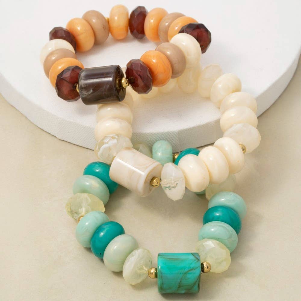 Mixed Marble Resin Beads Bracelet: BR