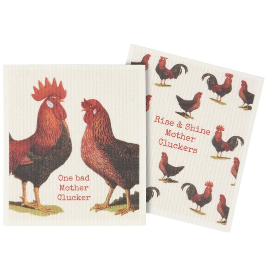 Rise & Shine Mother Cluckers Swedish Dishcloth Set