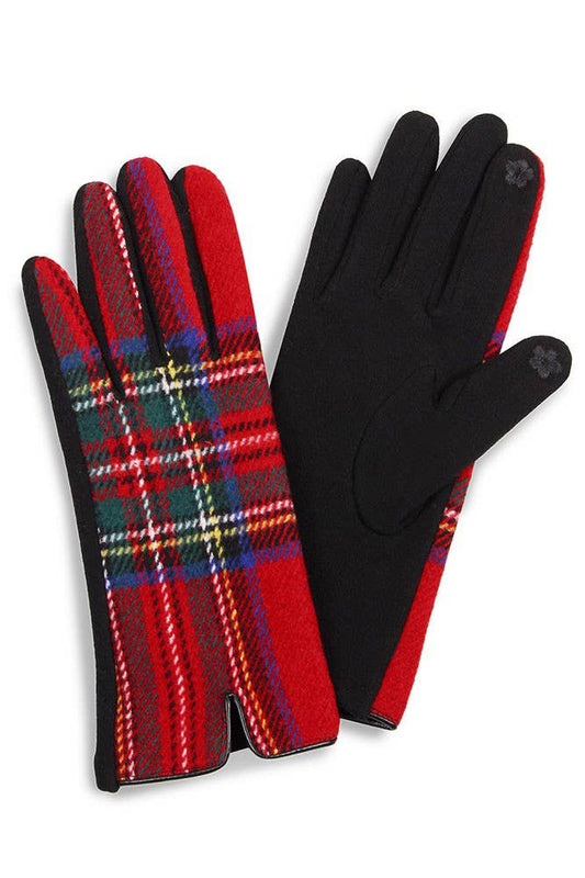 Tartan Plaid Gloves: Red