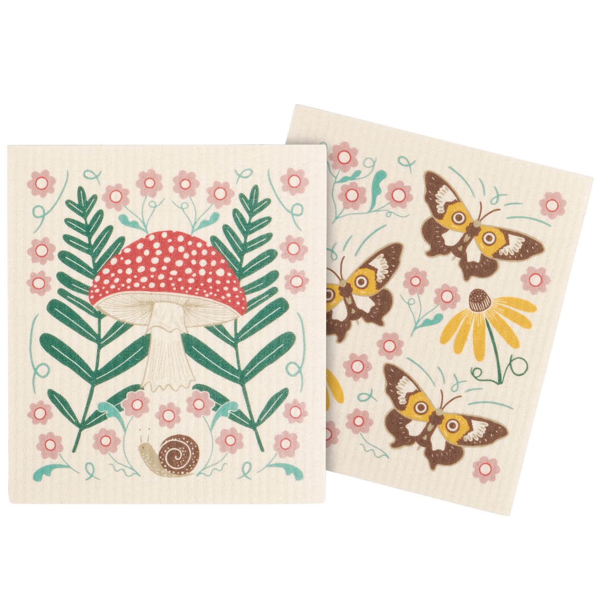 Mushroom Art Swedish Dishcloth Set
