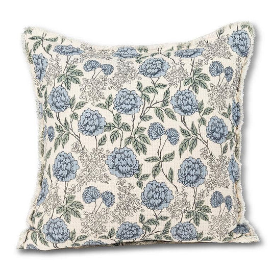Blue Floral Square Pillow