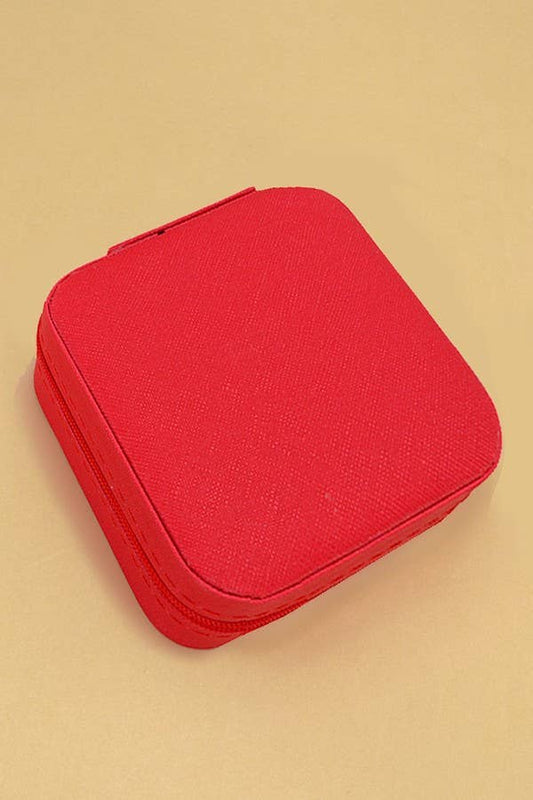 Jewelry Organizer Travel Box Case: Red