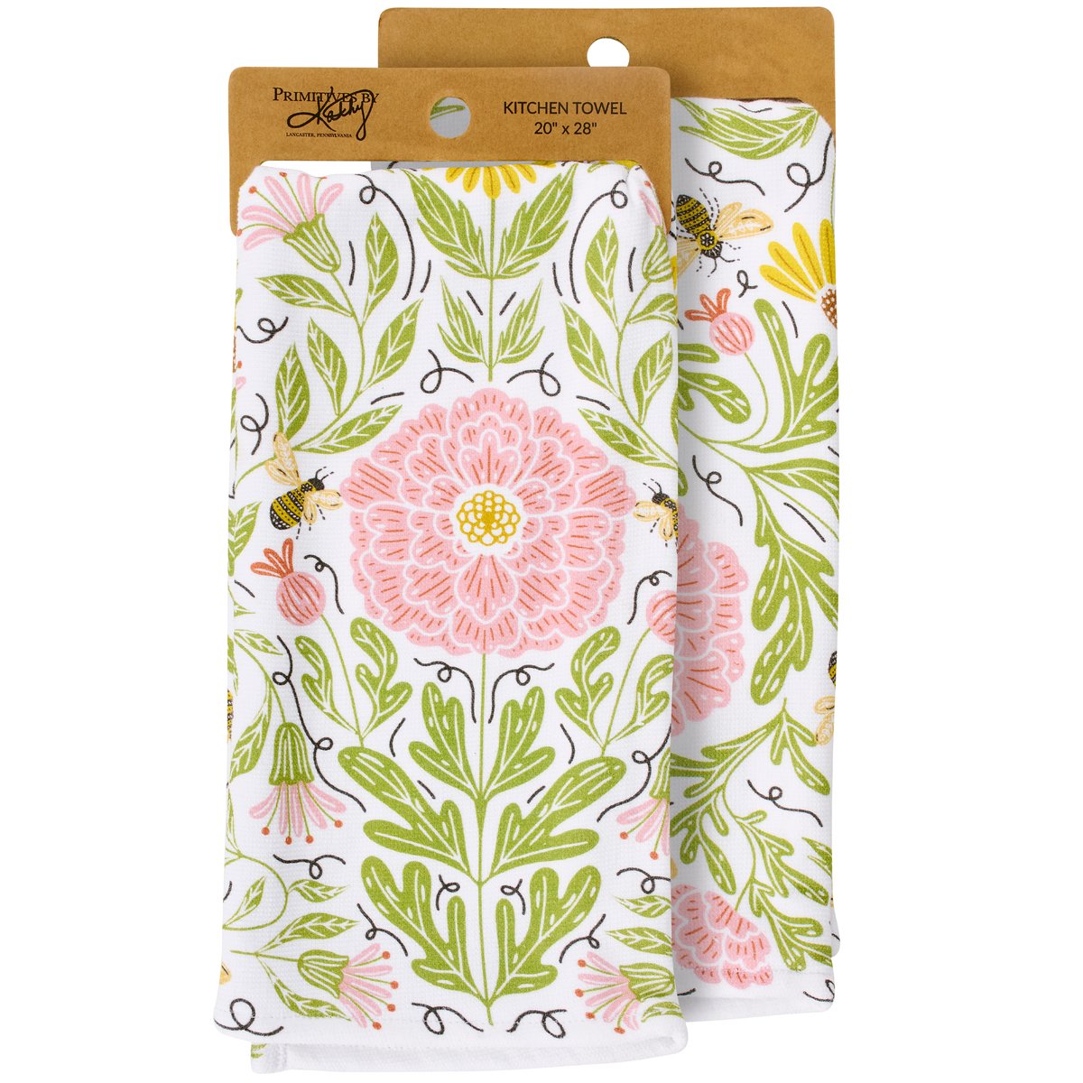 Peony Bee Kitchen Towel