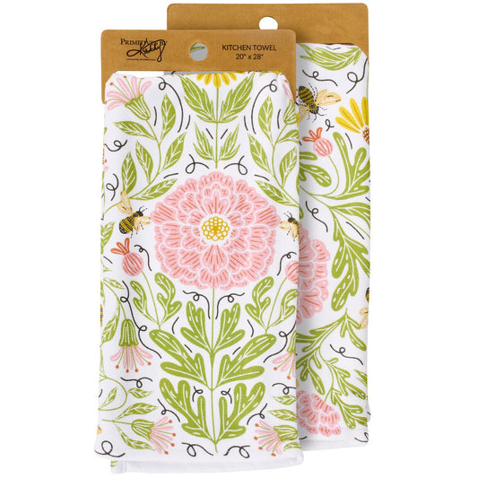Peony Bee Kitchen Towel