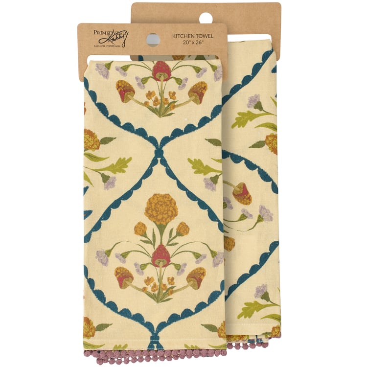 Folk Diamond Floral Kitchen Towel