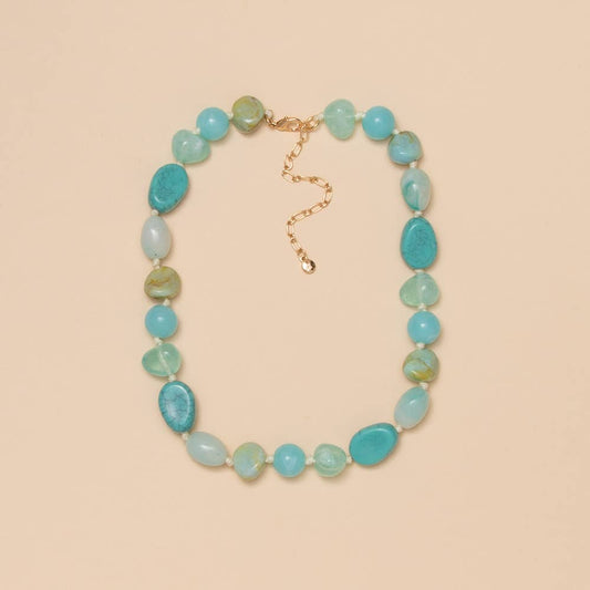 Multi Colored Stone Necklace: Turquoise