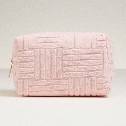 Luxe Terry fabric Travel Pouch -Medium: Pink