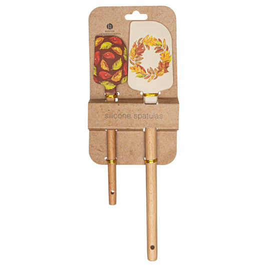 Falling Leaves Silicone Spatula Set of 2 Fall Autumn