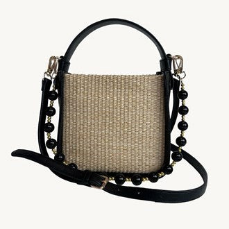 Carly Raffia Crossbody in Black
