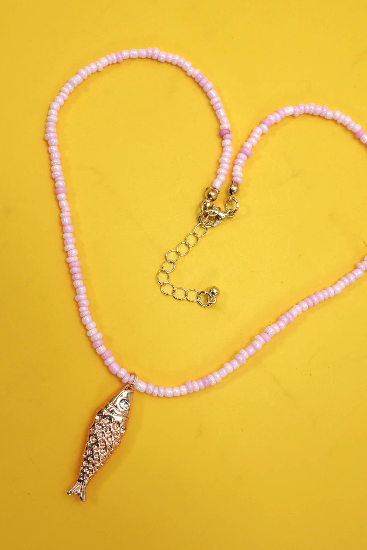 18k Stainless Steel Tarnish Free Fish Necklace | Pink