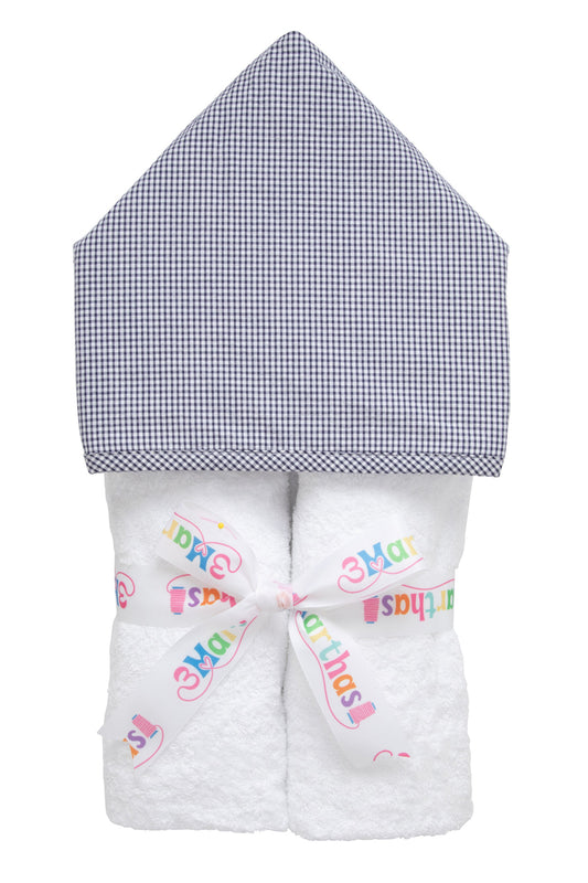 Small Check Everykid Towel, Navy