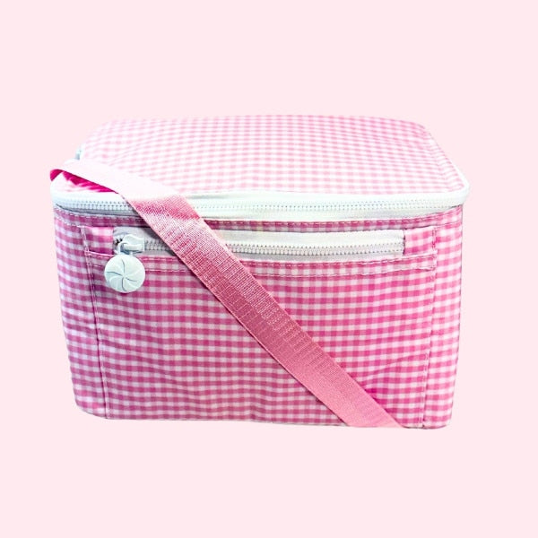 Wipeable Pink Gingham Lunch Box