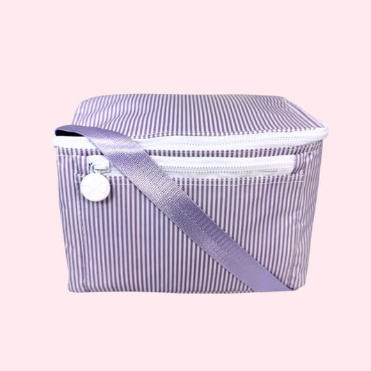 Lilac Preppy Stripe Lunch Box-Wipeable