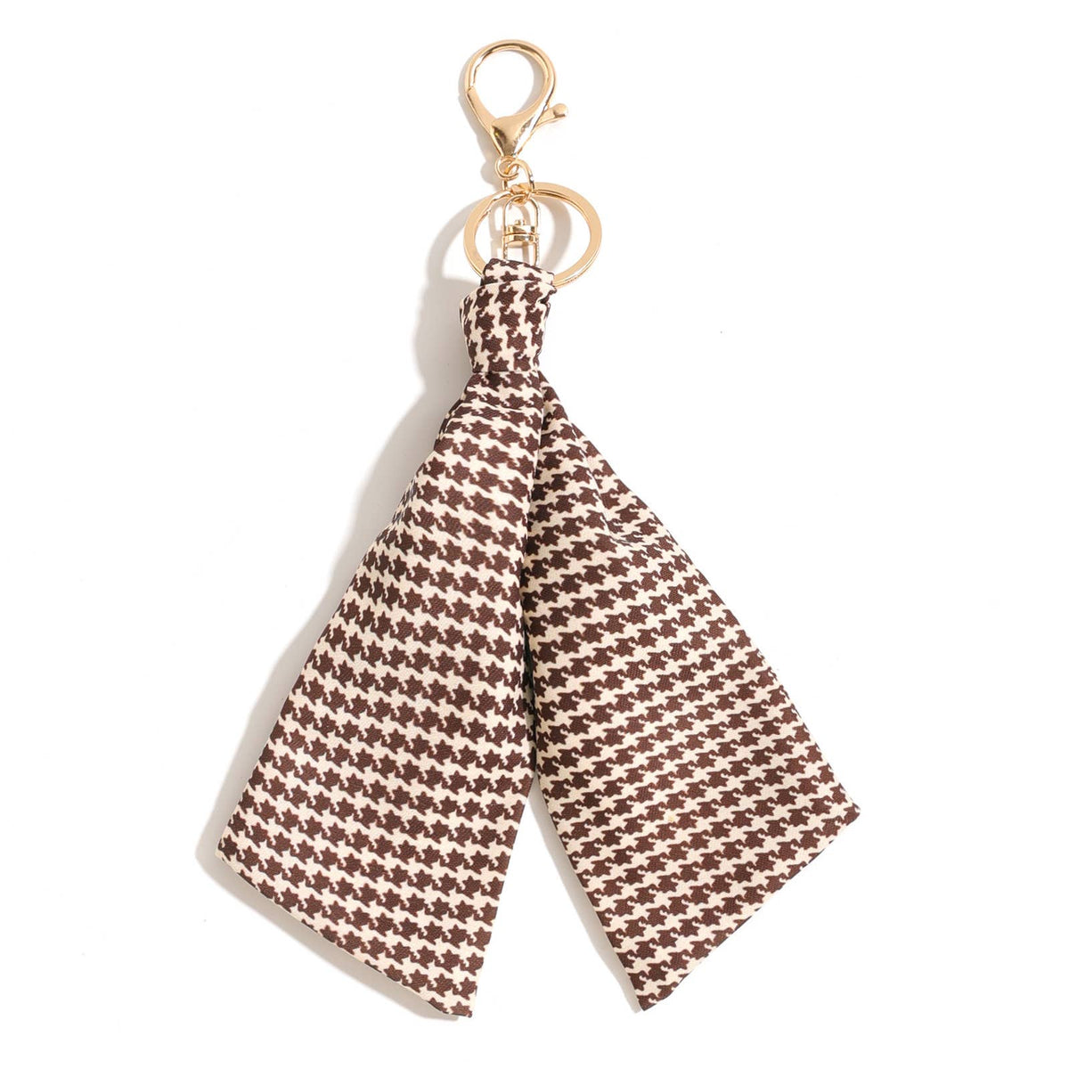 Houndstooth Scarf Bag Charm Keychain: Coffee / M