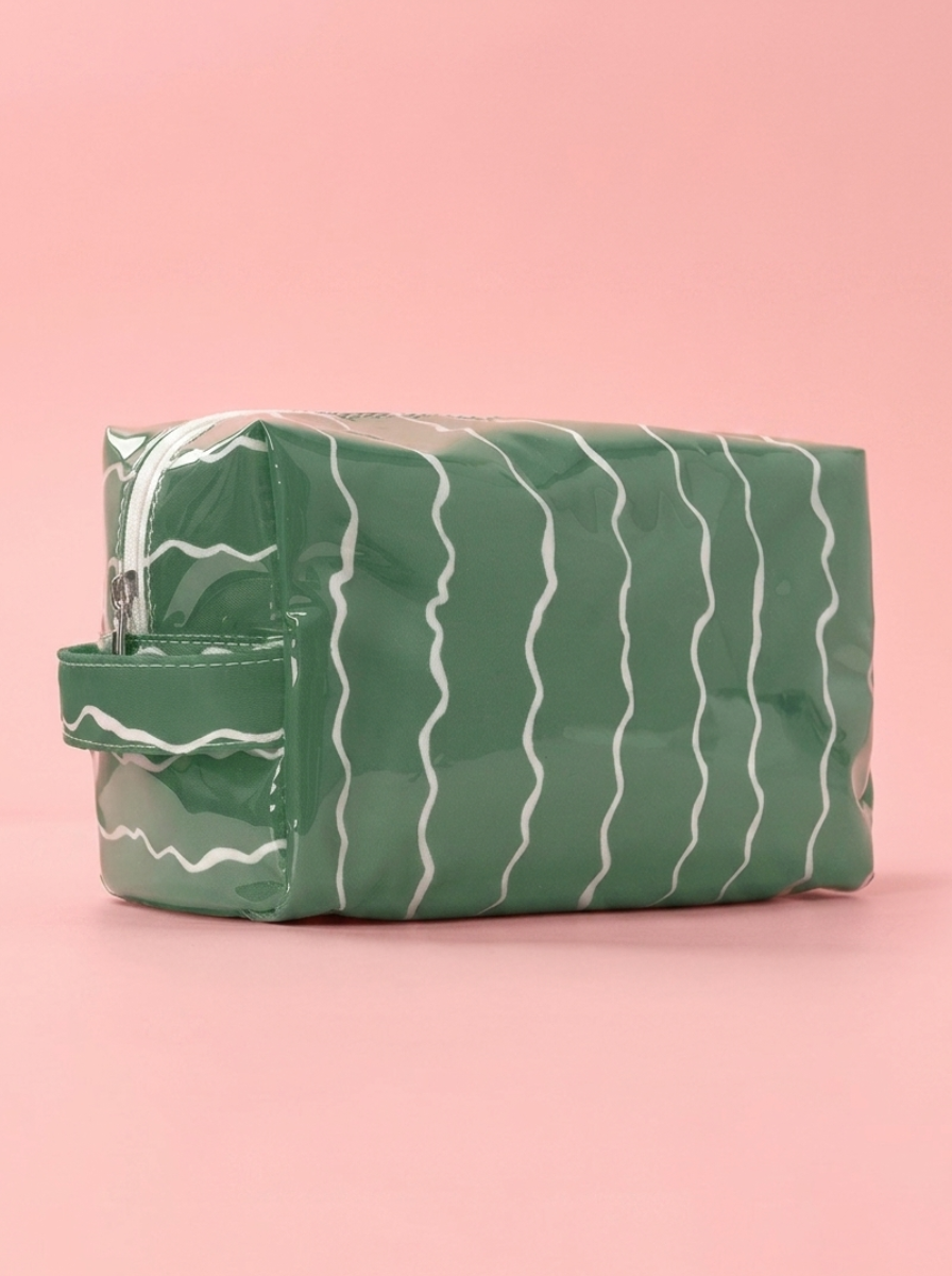 Wavy Jelly Makeup Pouch: Sage Green