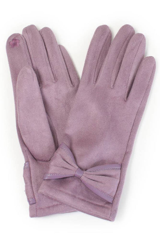 Ribbon Trim Winter Gloves: Lavender