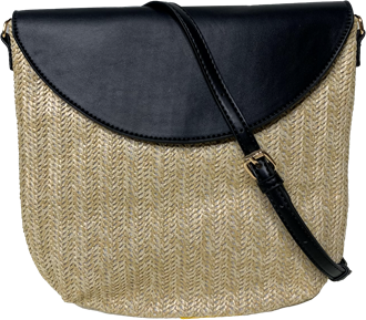Camilla Crossbody Raffia Bag in Black