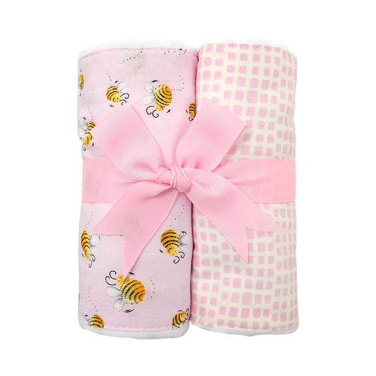 Pink Bumble Bee Set of Two Burps