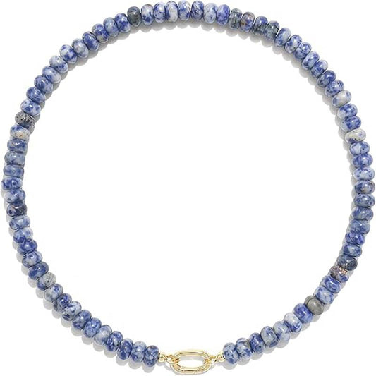 Rondelle Bead Necklace Detachable Oval Metal Buckle Dainty: Color_15 / M