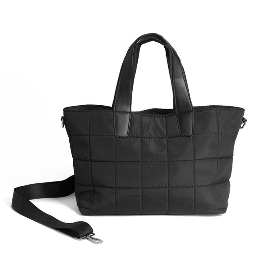 Brix Puffer Tote: Black