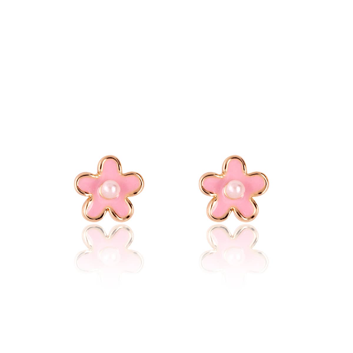 Pink Fancy Flower Cutie Stud Earrings