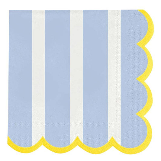 Wavy Scalloped Napkins - Blue Stripe