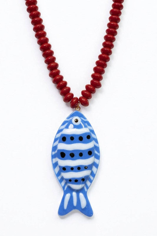 Vibrant Fish Pendant Beaded Necklace: 5 / One Size