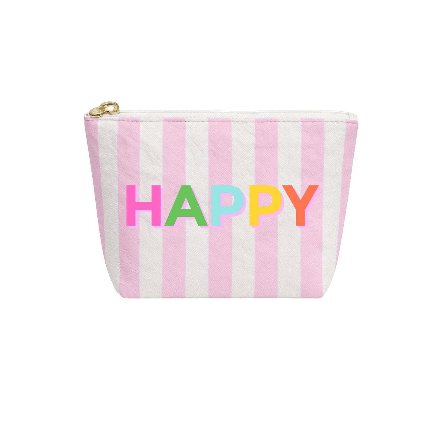 Cute Stripe Tyvek Pouch | Teen and Girl Stocking Stuffer: Pink/White Stripe